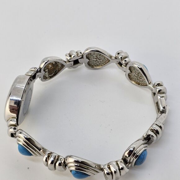 Park Lane 18MM Women's Watch Gray Tone Dial Turquoise Hearts Band 7" New Battery - Picture 15 of 16